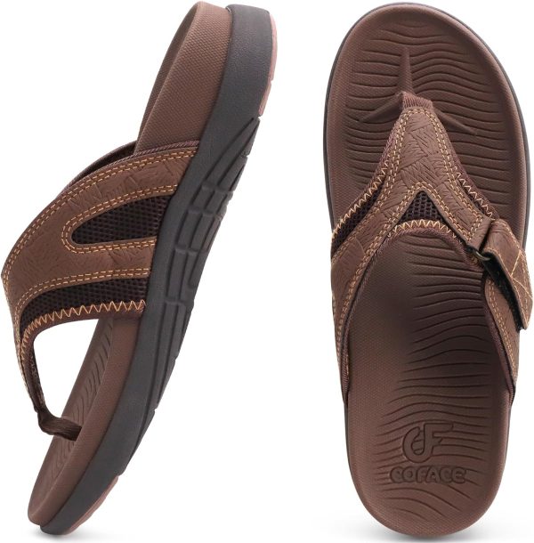 COFACE Mens Sandals with Arch Support Sport Recovery Beach Flip Flops ...